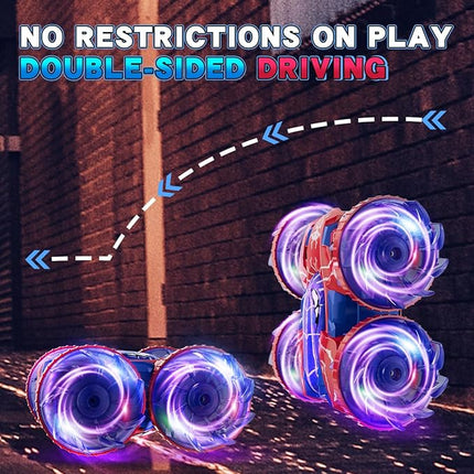 4WD Waterproof RC Car, 2.4 GHz Land & Water Remote Control Car Remote Control Boat for kids, 360°Rotation RC Truck Stunt Cars with LED Lights, Boys Girls Gifts All Terrain Water Beach Pool Toy