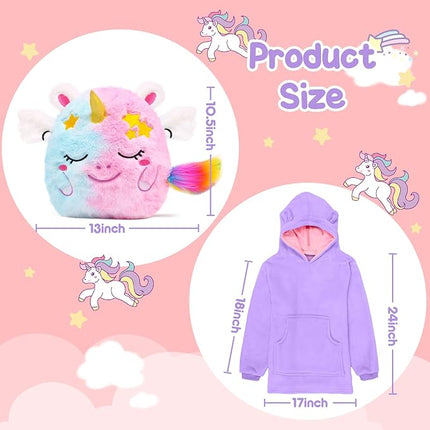 G.C 2 in 1 Plush Unicorn Stuffed Animal & Hoodie - Unicorn Gifts for Girls & Kids, Rainbow Plushie Soft Pillow, Birthday Gift for Toddlers Girls 3+ Years