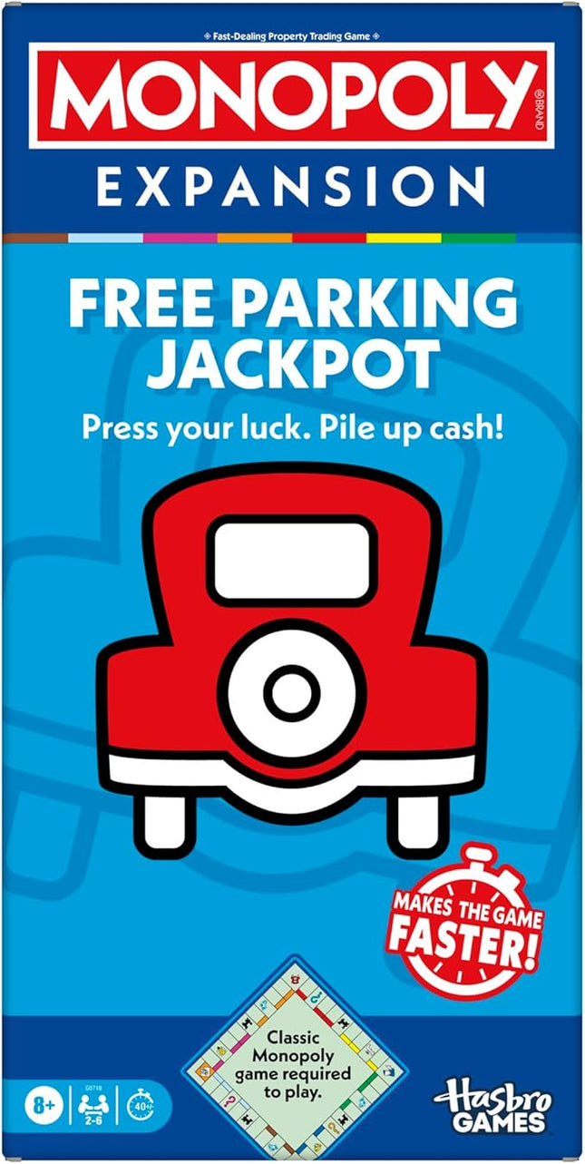 Monopoly Free Parking Jackpot Expansion | Add More Fun to Classic Monopoly Game and Play Faster | Ages 8+ | 2-6 Players | 40 Mins. | Family Board Games