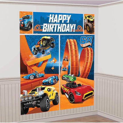 Adorable Hot Wheels Wild Racer Scene Setters Wall Decor Kit - (Pack of 5) - Exclusive Design & High-Quality Material - Perfect for Kids' Birthdays & Racing-Themed Events