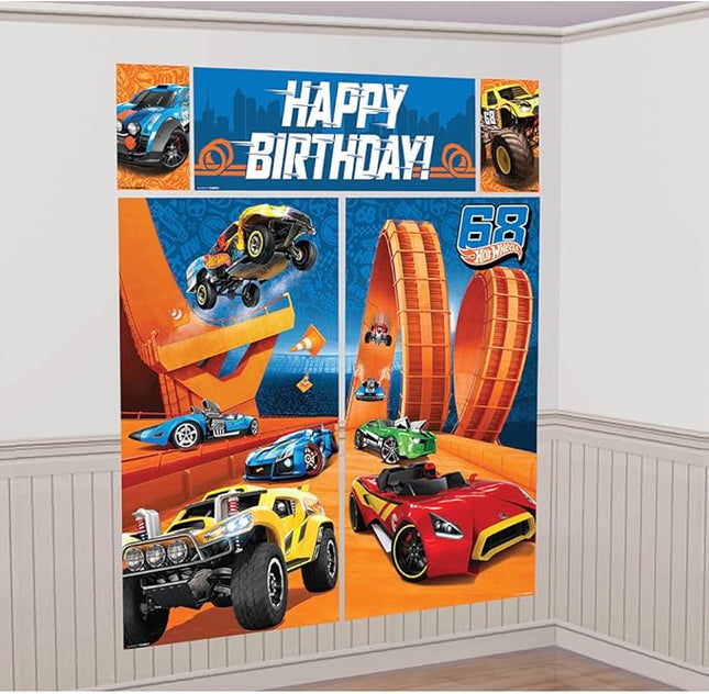 Adorable Hot Wheels Wild Racer Scene Setters Wall Decor Kit - (Pack of 5) - Exclusive Design & High-Quality Material - Perfect for Kids' Birthdays & Racing-Themed Events