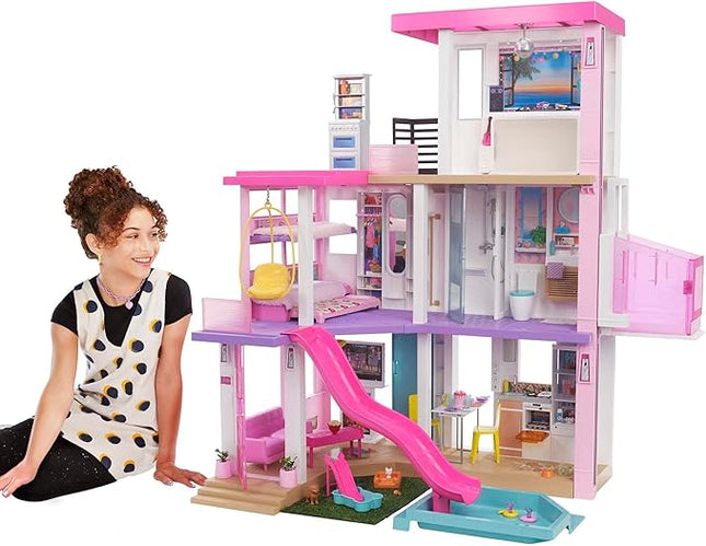 Barbie DreamHouse Dollhouse with 75+ Accessories and Wheelchair Accessible Elevator, 10 Play Areas, 3 Custom Light Settings & Music (Amazon Exclusive)