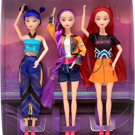 2025 New 11.5'' Demon Hunter Doll,Made to Move Demon Hunter Doll,Collectible Display Figure Dolls Set,Birthday Gifts for Kids Girls Fans (D-3pcs)