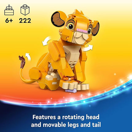 LEGO Disney Simba The Lion King Cub Building Toy - Collectible Play & Display Set - 6 Year Old Girl & Boy Birthday Gift - Detailed Model of Disney Simba - 43243
