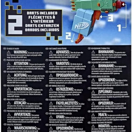 Nerf MicroShots Minecraft Guardian Mini Blaster, Minecraft Guardian Mob Design, Includes 2 Official Nerf Elite Darts, Multicolor