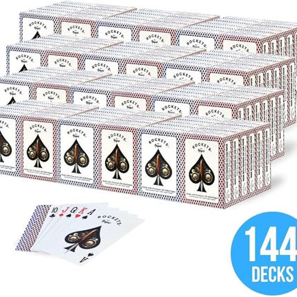 Regal Games [144 Decks] Rockets Bulk Playing Cards Set for Adults & Professionals - 310 GSM Linen Finish - Poker Cards for Blackjack, Euchre, Canasta - Casino Grade, Travel & Game Night Cards