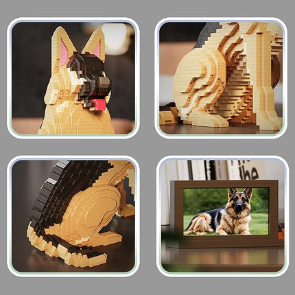 Animal Dog Adorable Pet German Shepherd Building Block Set - Secret Small Storage Box Inside! Ideal Toy for Dog Lovers, Kids & Adults
