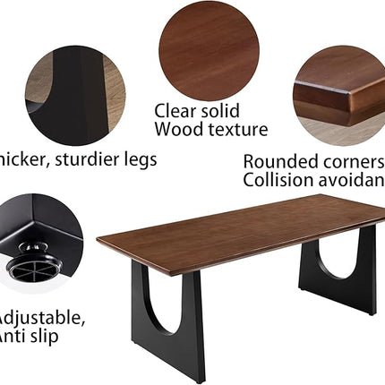 Wooden Executive Office Desk Computer Table Multi-Sized High Cost Performance Stylish Design Metal Legs Versatile Use for Office or Dining Casual Table (Walnut Color, 70.87in)