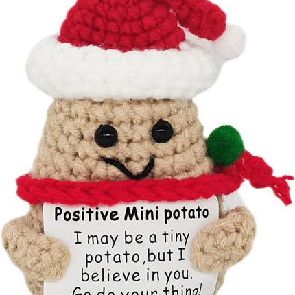 1 Pcs Positive Mini Funny Potato Holding Card Crochet Easter Birthday Christmas Mom Dad Sister Friend Wife Husband Colleauge College Students Coworkes Cheer Up Gift Decor