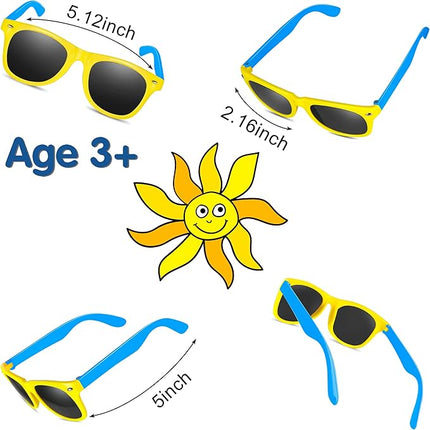 GINMIC Kids Sunglasses Party Favors, 12Pack Valentines Neon for Kids, Boys and Girls, Great Gift Birthday Supplies, Beach, Pool Favors, Fun Gift, Toys, Goody Bag Favors - 80’s Accessories