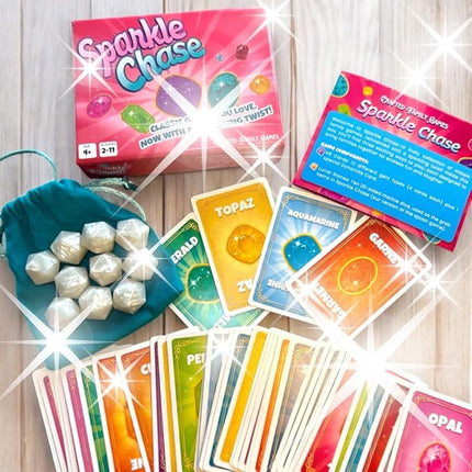 Sparkle Chase – Fast-Paced Family Card Game | Spoons and Old Maid Games | 3 Games in 1 | Fun for Kids & Adults | Matching, Strategy & Action | Great for Game Nights & Parties | 2-11 Players