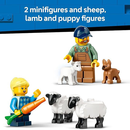 LEGO City Red Farm Tractor with Trailer & Sheep Toddler Learning Toy - Farm Toy with Tractor and Animal Figurines - Birthday Gift for Kids and Preschool Boys & Girls, Ages 4+ - 60461