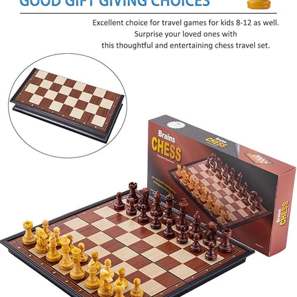 Chess Sets Magnetic Board Games - 9.5 Inches Travel Chess Set for Teenager & Adults, Wooden-Style Folding Portable Chess Gifts Classic 2-Player Strategy Family Game for Beginner and Professional
