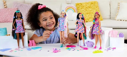 Barbie Totally Hair Doll, Heart-Themed with 8.5-inch Fantasy Hair & 15 Styling Accessories (8 with Color-Change Feature)