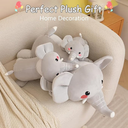 SQEQE Weighted Elephant Plush, Weighted Elephant Stuffed Animal, Cute Plushies Soft Pillow Toy Gift for Kids Adults 23.6 Inch, 3.1 Lbs
