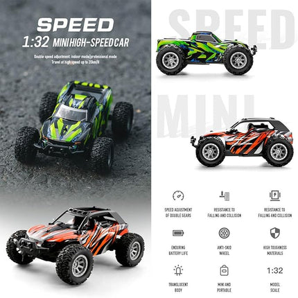 RC Off-Road Vehicle Model, 1/32 Scale 4WD Mini Electric 2.4G Remote Control High Speed Drift Off-Road, Mini Racing Drift Car for Adults