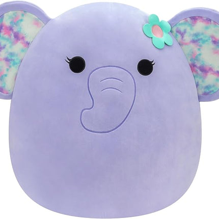 Squishmallows Original 20-Inch Anjali Purple Elephant with Tie-Dye Ears and Flower - Official Jazwares Jumbo Plush