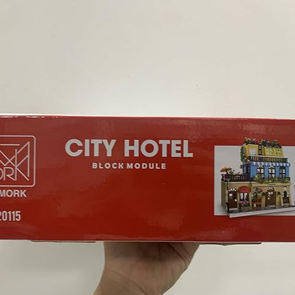 City Hotel Architecture Building Kit with Lights,3 Levels Garden Hotel Model Building Blocks Toy,for 12+Age Teen,Adult（1464 Pieces）