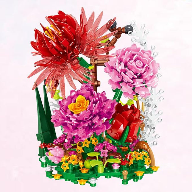 Flower Bouquet Building Kit Flowers Botanical Collection DIY Plants Bonsai Tree Friends Sets Adult Building Blocks Set Christmas New Year Birthday Gift for Girls Mom Women Girlfriend(Roses)