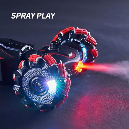 4WD Remote Control Gesture Sensor Car,Hand Controlled RC Stunt Car,Double-Sided Vehicle 360° Rotation with Light and Music Spray, Watch Toy Cars for Boys & Girls Birthday