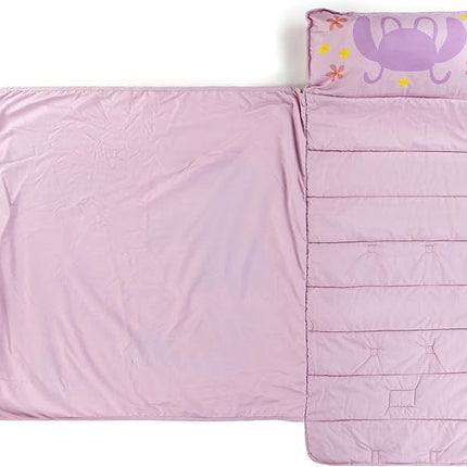 Jay Franco Kids Nap Mat with Embedded Pillow & Blanket – Soft 46"x20" Microfiber Sleeping Bag with Name Tag & Handle