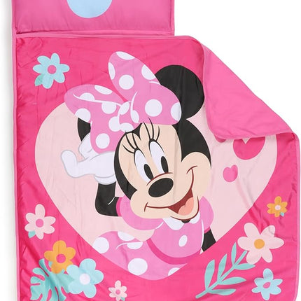 Jay Franco Kids Nap Mat with Embedded Pillow & Blanket – Soft 46"x20" Microfiber Sleeping Bag with Name Tag & Handle