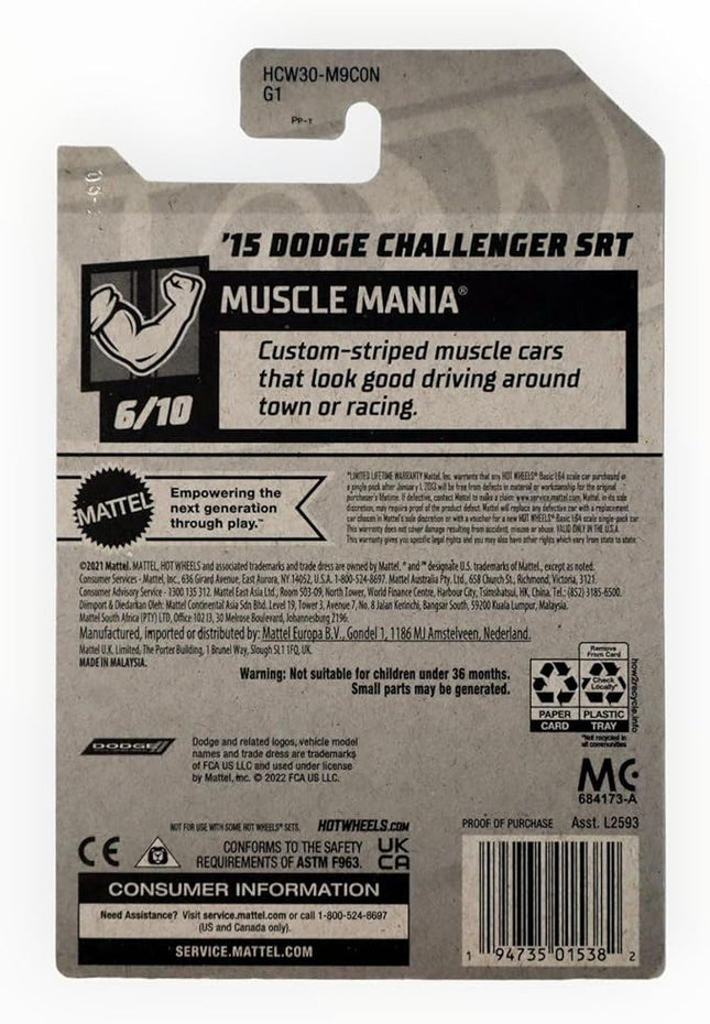 Hot Wheels 2022 - '15 Dodge Challenger SRT - Blue - Muscle Mania 6/10-235/250