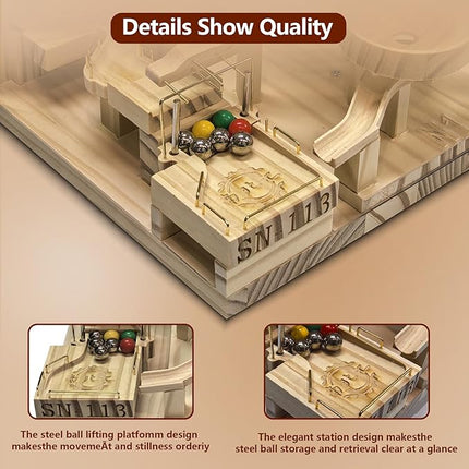 Wooden Marble Run Building Set, Electric Motorized, 41 Blocks, 15 Marbles, 3D Brain Teaser Construction Kit.for Adults and Adolescent to Build (SN-113)