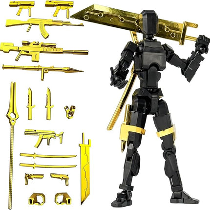 Assembly Completed T13 3D Printed Action Figures,Dummy 13 Robot 13 Movable N13 Action Figure, Lucky 13 Gift for Collectors Desktop Decorations for Game Lovers Toy (A-Metallic Green) (Black)