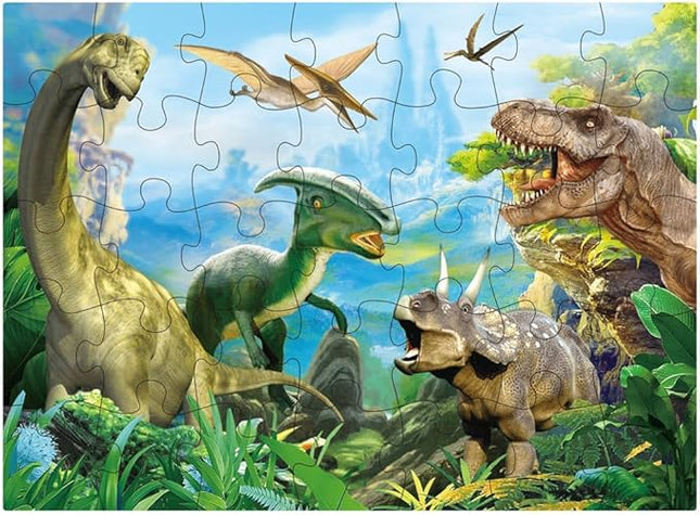 Dinosaur Jigsaw Puzzle for Kids Age 3-5 4-8 Year Old, 35 Piece Jumbo Toddler Floor Puzzle for Kid Boy Girl Learning Educational Toy Gift Box