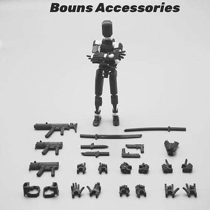 Pre-Assemly 3D Printed 5.54'' Stick 13 Action Figure, Multi-Jointed Tian13, Articulated T13 Desktop Decoration,12 in 1 Accessories, Best Birthday Festival Gift (Transparent)