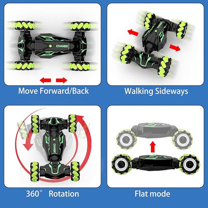 Gesture Sensing RC Stunt Car - 2.4GHz 4WD Drift Hand Remote Controlled Twist Stunts Cars Offroad 360° Rotation, Lights & Music, Birthday Gift for Boys & Girls Ages 6-12