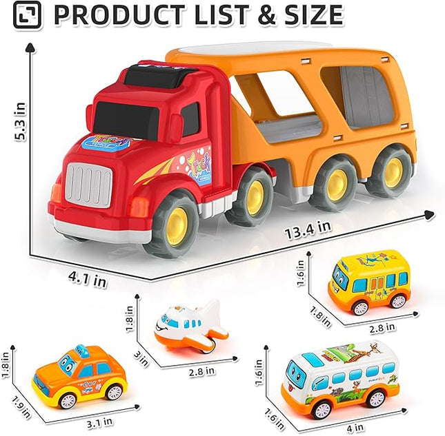 Veslier Toddler Toys Car for Boys Girls Age 1-3 3-5, 5 in 1 Carrier Transport City Vehicles Toys,Kids Toy Cars for Toddlers 1-3, Christmas Birthday Gift for Toddlers 3+.