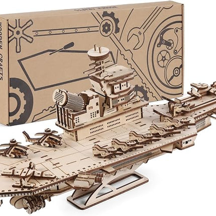 3D Wooden Puzzles for Adults, 242 PCS 3D Puzzles for Adults- Brain Teaser Wooden Puzzles for Father/Son, Gifts for Fathe/Son, Decompression 3D Puzzle Wood Models Kits (1.Aircraft Carrier)
