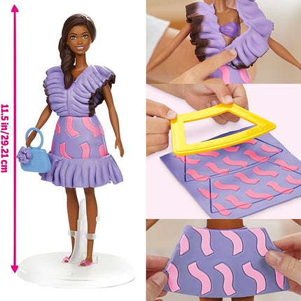 Play-Doh Barbie Fashionista Ruffles Set, Make Doll Clothes with Modeling Compound & 10 Fashion Accessories, Arts & Crafts for Girls & Boys 5+