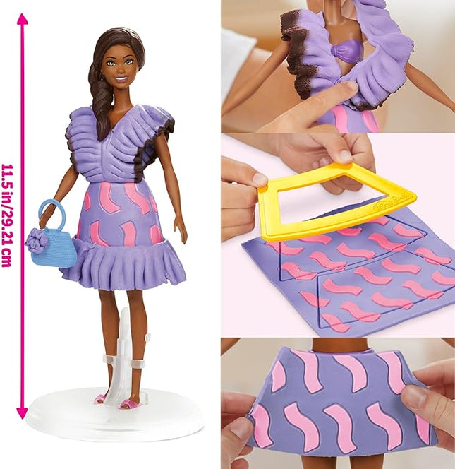 Play-Doh Barbie Fashionista Ruffles Set, Make Doll Clothes with Modeling Compound & 10 Fashion Accessories, Arts & Crafts for Girls & Boys 5+