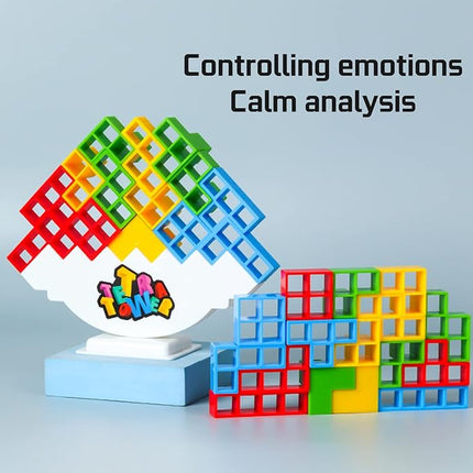 48 Pcs Tetra Tower Balance Stacking Blocks Game, Board Games for 2 Players+ Family Games, Parties, Travel, Kids & Adults Team Building Blocks Toy