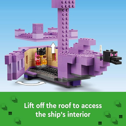 LEGO Minecraft The Ender Dragon and End Ship Building Set, Video Game Toy with 2 Minecraft Minifigures, Dragon Toy Action Playset for Kids, Birthday Gift for Boys and Girls Ages 8 and Up, 21264