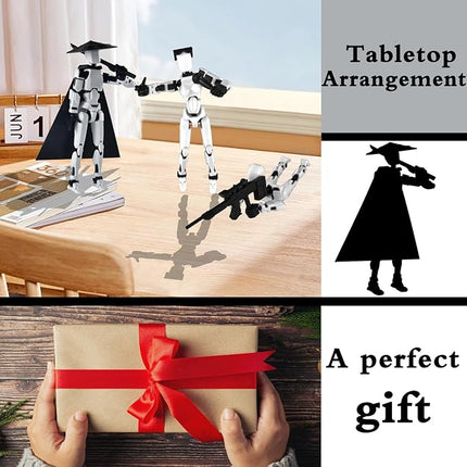 Already Assembled T13 Action Figure Accessories,Dummy 13 T13 Multi-Jointed Movable 3D Printed Toys (White)