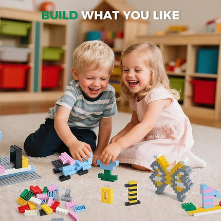 2x4 Bricks 500 Piece Classic Building Bricks and 1 Gray Baseplate, 2x4 Bricks Bulk Creative Building Toys, Blocks Bulk for Kids Ages 6+, 8 Colors