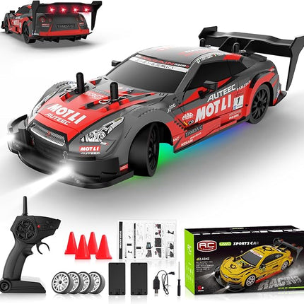 RC Drift Car 1:20 Scale Remote Control Cars 2.4GHz 4WD High Speed RTR Racing Vehicle with LED Lights 2 Rechargeable Batteries and Drifting Tires Racing Sport Toy Car for Adults Kids Boys Girls