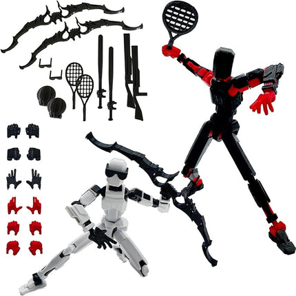 3D Printed 5.54-inch Multi-Jointed Action Figures Dummy13, Full Body Mechanical Movable Toy, Multiple Accessories, Hand Painted Figure, Desk Decoration, Creative Gifts (Sport-set2)