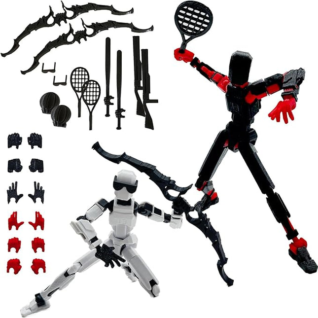 3D Printed 5.54-inch Multi-Jointed Action Figures Dummy13, Full Body Mechanical Movable Toy, Multiple Accessories, Hand Painted Figure, Desk Decoration, Creative Gifts (Sport-set2)