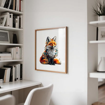 Wooden Puzzles for Adults - Artistic Fox Wood Puzzles Adult - Unique Animal Shape Wooden Jigsaw Puzzles for Adults - Birthday Gifts for Puzzle Lovers, Family (8.4 * 6.6in)