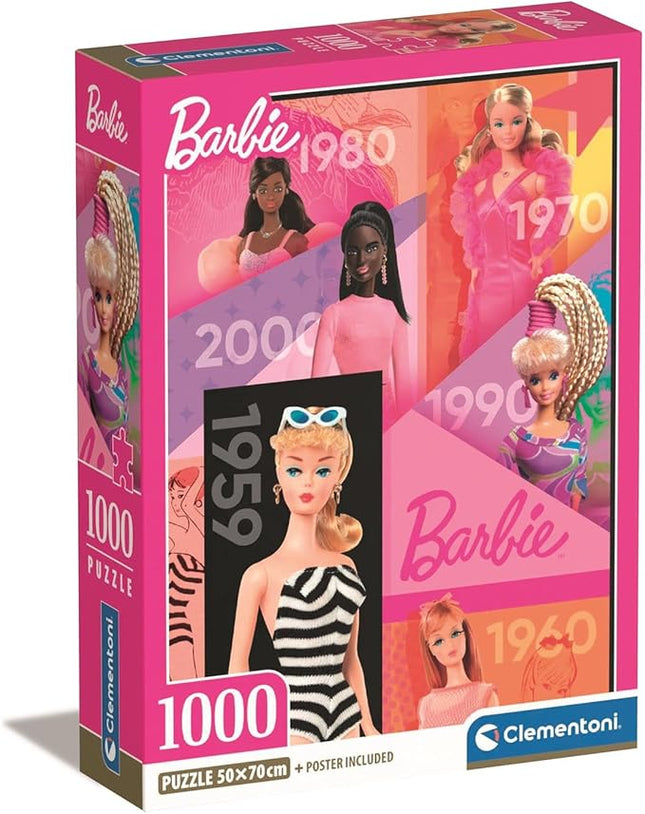 Clementoni Jigsaw Puzzle Barbie 1000 Pieces - Poster Included, Puzzle for Adults 14-99 Years, Gift for Men/Women, Doll, Made in Italy, 39806