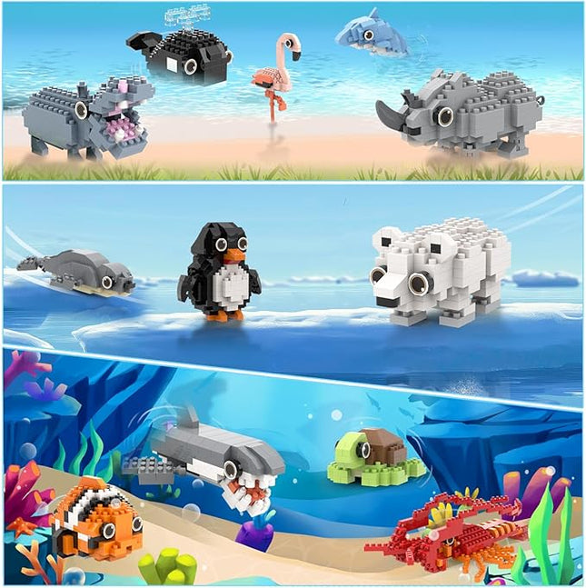 Party Favors for Kids 8-12, 1635PCS-12 Kinds of Animals Building Block Toy, Easter Gifts Goodie Bags Stocking Stuffer Classroom Prizes Building Set, Birthday Gift for Boys Girls Ages 8 9 10 11+