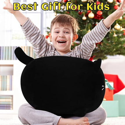 Black Cat Plush Pillows-20''Large Soft Plushies, Gold Eyes Black Cat Plush Pillow, Cat Anime Plush Cute Plush Cat Plushie Stuffed Cat Stuffed Animals, Birthday Gift for Kids Girls Boys