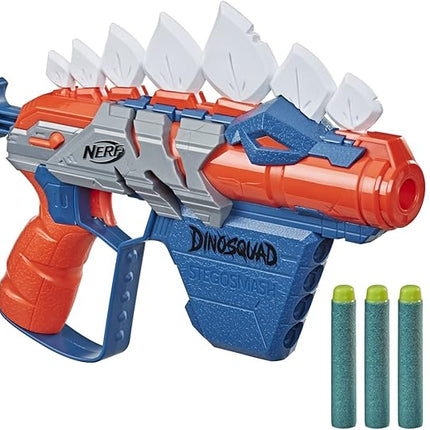 Nerf DinoSquad Stego-Smash Dart Blaster, 5 Nerf Elite Darts, Kids Outdoor Toys, Dinosaur Toys for 8 Year Old Boys and Girls and Up, Stegosaurus Dinosaur Design