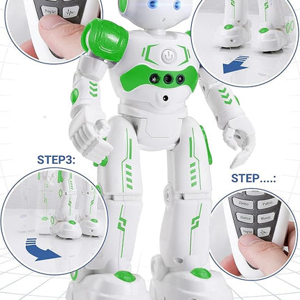 KingsDragon RC Robot Toys for Kids, Gesture & Sensing Remote Control Robot for Age 4 5 6 7 8 Year Old Boys Girls Birthday Present (Green)