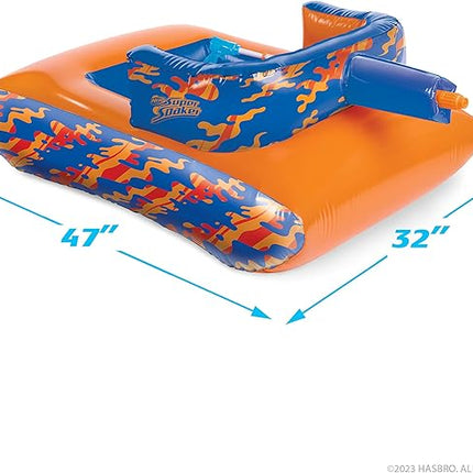 NERF Super Soaker Megaforce Battle Tank Ride-On – Inflatable Pool Float with Pool-Fed Mega Water Blaster